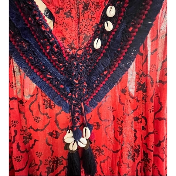 POUPETTE ST. BARTH SLEEVELESS BLABA DRESS SMALL RED AND NAVY - Picture 5 of 6